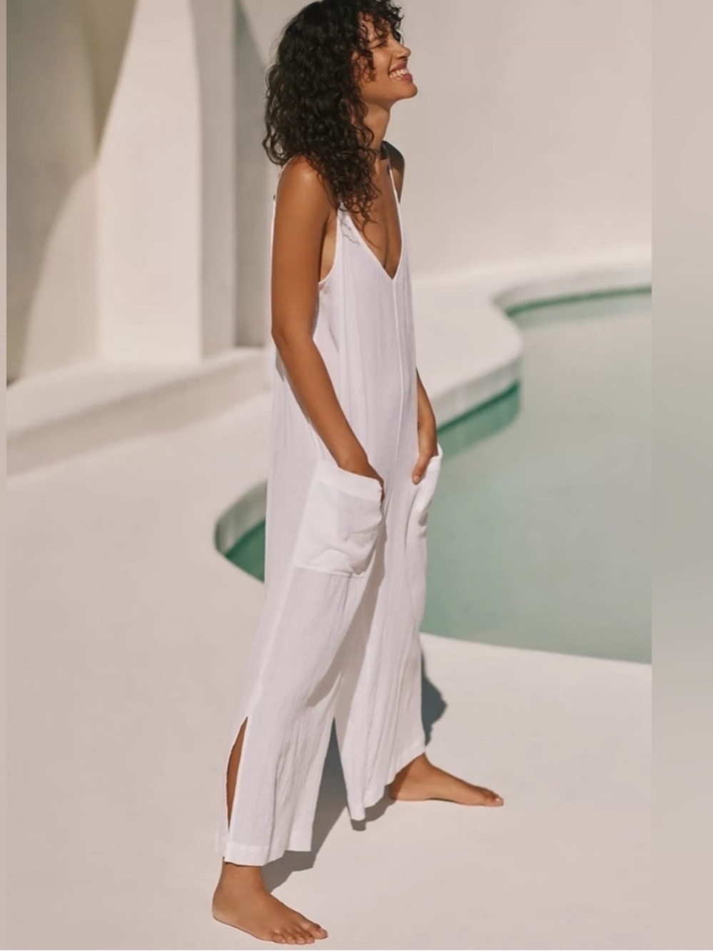 Sanctuary for Anthropologie 100% Cotton Jumpsuit Coastal Minimalist Size Small